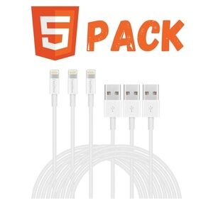 NEW 5 Pack 6ft iPhone Charger Cables High Speed Charging Cable For iPhone AirPod